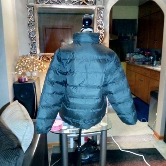 Mens Olive Green Bomber Puffer Coat - Picture 2 of 8